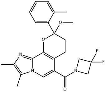 Methanone, (3,3-difluoro-1-azetidinyl)[8,9-dihydro-9-methoxy-2,3-dimethyl-9-(2-methylphenyl)-7H-imidazo[1,2-a]pyrano[2,3-c]pyridin-6-yl]- 结构式