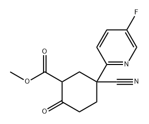 Cyclohexanecarboxylic acid, 5-cyano-5-(5-fluoro-2-pyridinyl)-2-oxo-, methyl ester 结构式