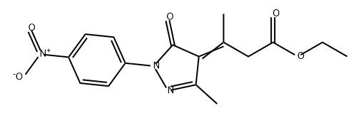 Butanoic acid, 3-[1,5-dihydro-3-methyl-1-(4-nitrophenyl)-5-oxo-4H-pyrazol-4-ylidene]-, ethyl ester 结构式