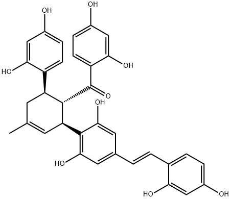 Methanone, (2,4-dihydroxyphenyl)[(1S,2S,6R)-6-(2,4-dihydroxyphenyl)-2-[4-[(1E)-2-(2,4-dihydroxyphenyl)ethenyl]-2,6-dihydroxyphenyl]-4-methyl-3-cyclohexen-1-yl]- 结构式