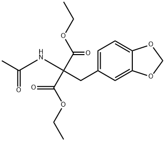 Propanedioic acid, 2-(acetylamino)-2-(1,3-benzodioxol-5-ylmethyl)-, 1,3-diethyl ester 结构式