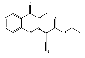 Benzoic acid, 2-[(2-cyano-3-ethoxy-3-oxo-1-propen-1-yl)amino]-, methyl ester 结构式