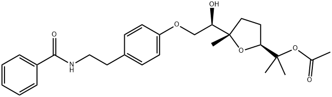 Benzamide, N-[2-[4-[(2R)-2-[(2S,5S)-5-[1-(acetyloxy)-1-methylethyl]tetrahydro-2-methyl-2-furanyl]-2-hydroxyethoxy]phenyl]ethyl]- (9CI) 结构式
