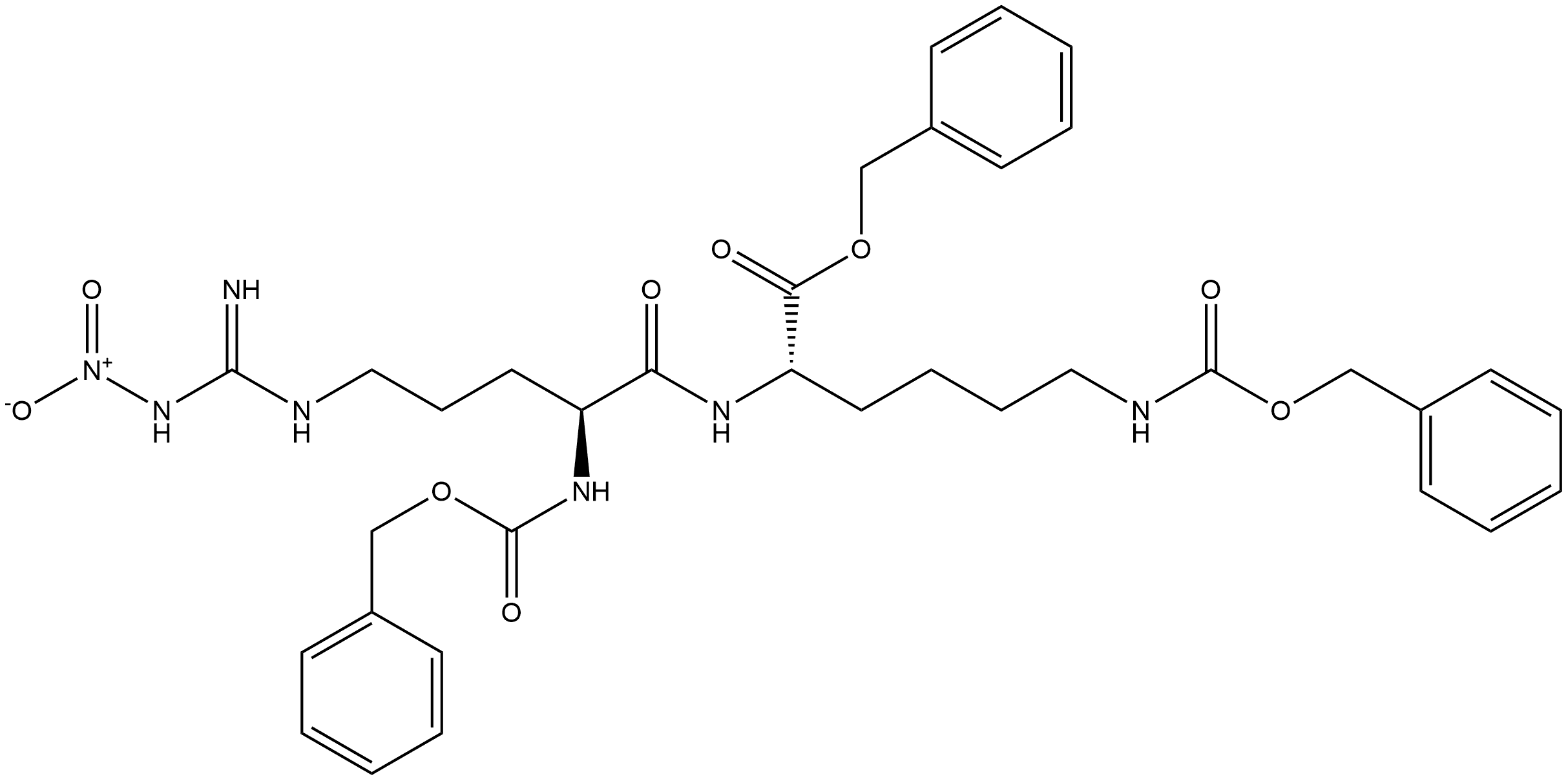 Lysine, N6-carboxy-N2-[N2-carboxy-N5-(nitroamidino)-L-ornithyl]-, tribenzyl ester (7CI) 结构式