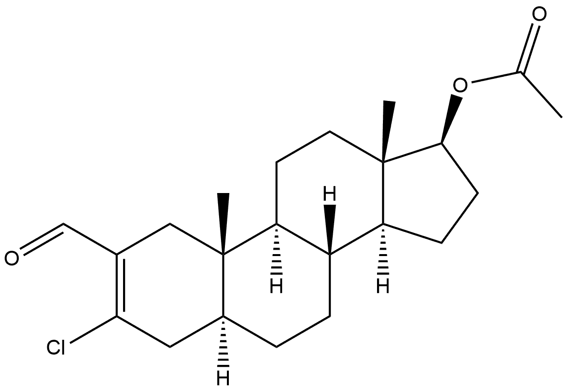 Androst-2-ene-2-carboxaldehyde, 17-(acetyloxy)-3-chloro-, (5α,17β)- 结构式