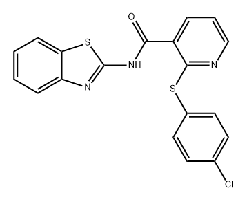 3-Pyridinecarboxamide, N-2-benzothiazolyl-2-[(4-chlorophenyl)thio]- 结构式