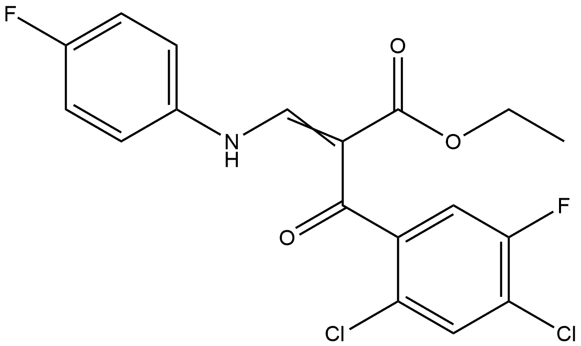 Benzenepropanoic acid, 2,4-dichloro-5-fluoro-α-[[(4-fluorophenyl)amino]methylene]-β-oxo-, ethyl ester 结构式