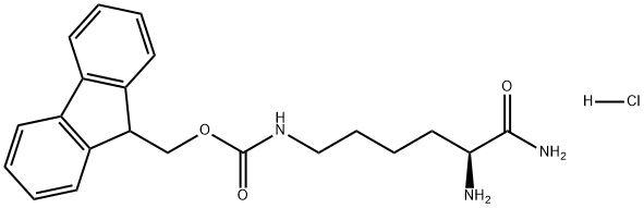 Carbamic acid, (5,6-diamino-6-oxohexyl)-, 9H-fluoren-9-ylmethyl ester, monohydrochloride, (S)- 结构式