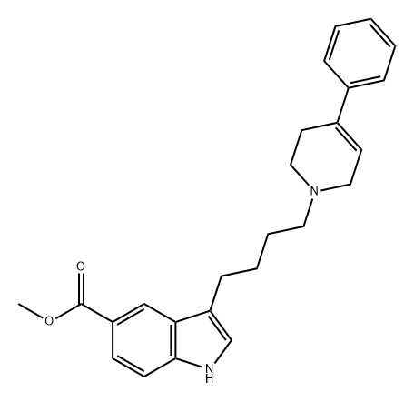 1H-Indole-5-carboxylic acid, 3-[4-(3,6-dihydro-4-phenyl-1(2H)-pyridinyl)butyl]-, methyl ester 结构式