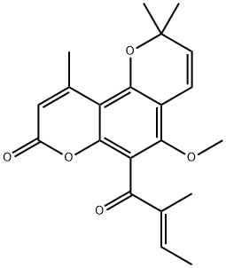 5-Methoxy-2,2,10-trimethyl-6-[(Z)-2-methyl-1-oxo-2-butenyl]-2H,8H-benzo[1,2-b:3,4-b']dipyran-8-one 结构式