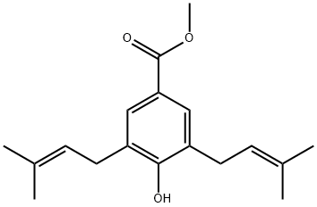 Benzoic acid, 4-hydroxy-3,5-bis(3-methyl-2-buten-1-yl)-, methyl ester 结构式