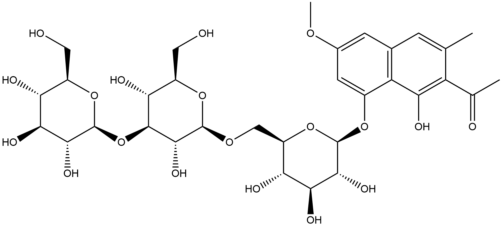 决明酮三葡萄糖苷 结构式