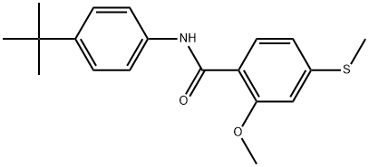 N-[4-(1,1-Dimethylethyl)phenyl]-2-methoxy-4-(methylthio)benzamide 结构式