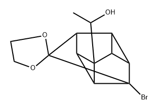 1-(1'-bromospiro(1,3-dioxolane-2,9'-pentacyclo[4.3.0.0~2,4~.0~3,8~.0~5,7~]non)-4'-yl)ethanol 结构式