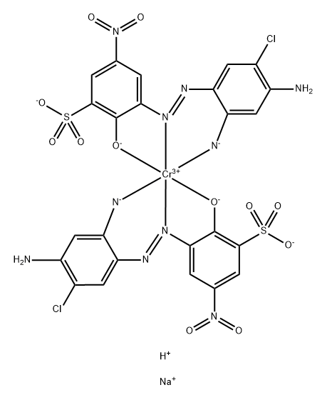 Chromate(3-), bis[3-[[2-(amino-κN)-4-amino-5-chlorophenyl]azo-κN1]-2-(hydroxy-κO)-5-nitrobenzenesulfonato(3-)]-, disodium hydrogen 结构式