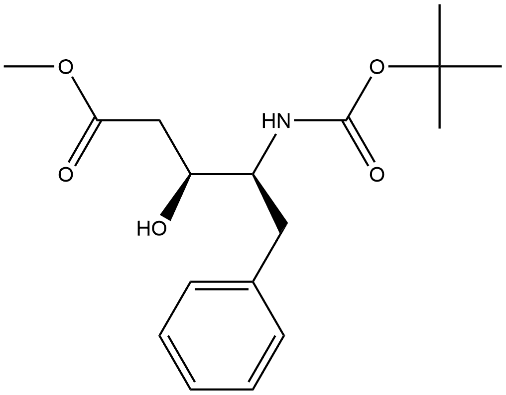 L-threo-Pentonic acid, 2,4,5-trideoxy-4-[[(1,1-dimethylethoxy)carbonyl]amino]-5-phenyl-, methyl ester 结构式