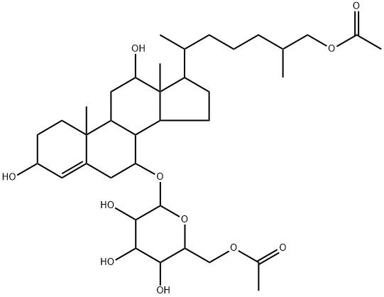 [(25R)-26-(Acetyloxy)-3α,12α-dihydroxycholest-4-en-7α-yl] β-D-galactopyranoside 6-acetate 结构式