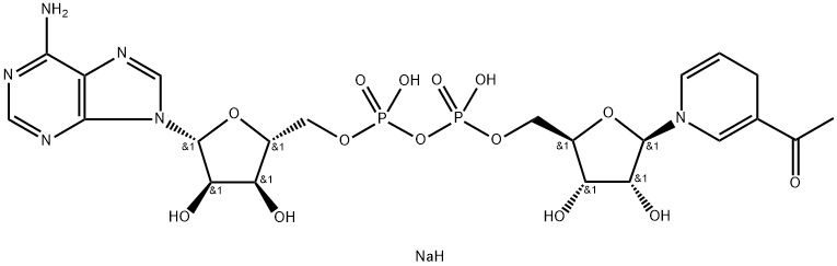 1-(1,4-二氢-1-BETA-D-呋喃核糖基-3-吡啶基)乙酮 5'-P'-(腺苷 5'-(三氢二磷酸酯))酯二钠盐 结构式