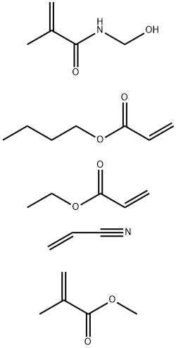 2-Propenoic acid, 2-methyl-, methyl ester, polymer with butyl 2-propenoate, ethyl 2-propenoate, N-(hydroxymethyl)-2-methyl-2-propenamide and 2-propenenitrile 结构式