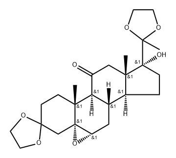 5.alpha.-Pregnane-3,11,20-trione, 5,6.alpha.-epoxy-17-hydroxy-, cyclic 3,20-bis(ethylene acetal) 结构式
