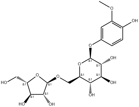 β-D-Glucopyranoside, 4-hydroxy-3-methoxyphenyl 6-O-α-L-arabinofuranosyl- 结构式