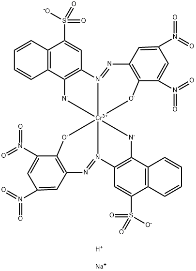 DISODIUM HYDROGEN BIS[4-AMINO-3-[(2-HYDROXY-3,5-DINITROPHENYL)AZO]NAPHTHALENE-1-SULPHONATO(3-)]CHROM 结构式