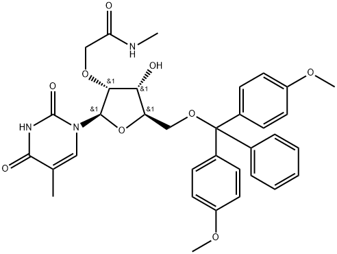 Uridine, 5'-O-[bis(4-methoxyphenyl)phenylmethyl]-5-methyl-2'-O-[2-(methylamino)-2-oxoethyl]- 结构式