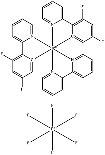 (2,2'-联吡啶)双[2-(2,4-二氟苯基)吡啶]铱(III) 六氟磷酸盐 结构式