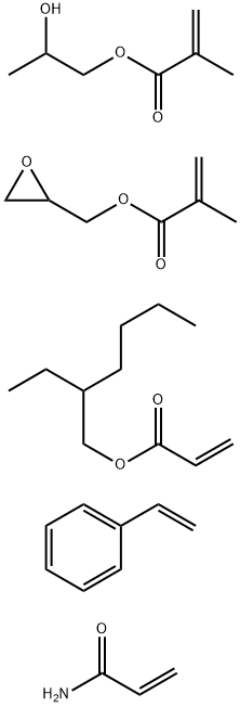 2-Propenoic acid, 2-methyl-, 2-hydroxypropyl ester, polymer with ethenylbenzene, 2-ethylhexyl 2-propenoate, oxiranylmethyl 2-methyl-2-propenoate and 2-propenamide 结构式