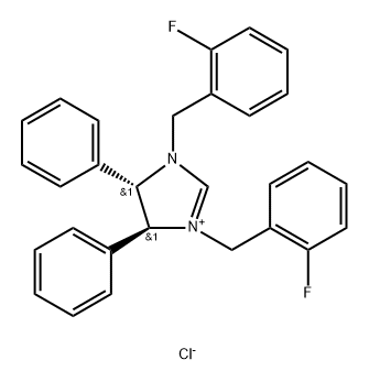 (4S,5S)-1,3-双(2-氟苄基)-4,5-二苯基-4,5-二氢-1H-咪唑-3-鎓 氯化物 结构式