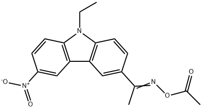 1-(9-乙基-6-硝基-9H-咔唑-3-基)乙酮-1-(O-乙酰肟) 结构式