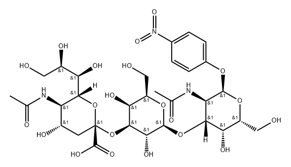 4-Nitrophenyl(N-acetyl-a-neuraminosyl)-(2→3)-O-b-D-galactopyranosyl-(1→3)-2-acetamido-2-deoxy-a-D-galactopyranoside 结构式