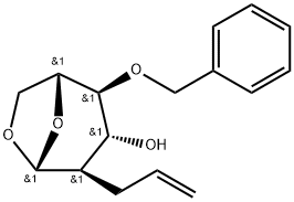 .beta.-D-Glucopyranose, 1,6-anhydro-2-deoxy-4-O-(phenylmethyl)-2-(2-propenyl)- 结构式