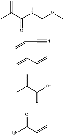 2-Propenoic acid, 2-methyl-, polymer with 1,3-butadiene, N-(methoxymethyl)-2-methyl-2-propenamide, 2-propenamide and 2-propenenitrile 结构式