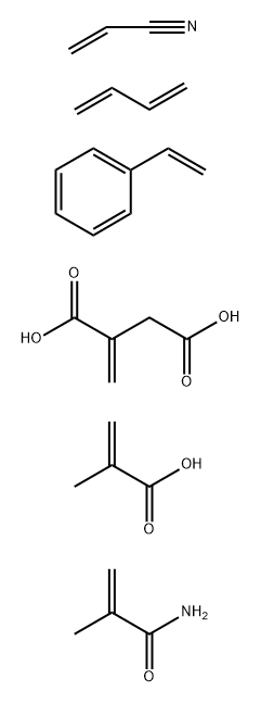 Butanedioic acid, methylene-, polymer with 1,3-butadiene, ethenylbenzene, 2-methyl-2-propenamide, 2-methyl-2-propenoic acid and 2-propenenitrile 结构式