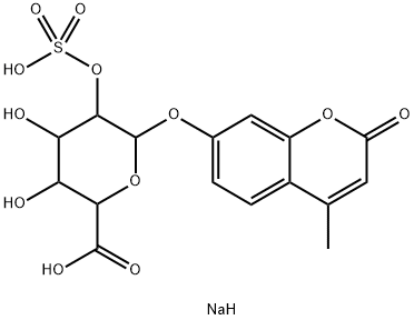 4-甲基香豆素基-Α-L-吡喃艾杜糖醛酸-2-硫酸钠盐 结构式