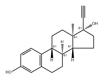 ent-17α-Ethynylestra-1,3,5(10)-trien-3,17-diol 结构式