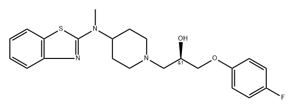 (R)-4-[(Benzothiazol-2-yl)methylamino]-α-[(4-fluorophenoxy)methyl]-1-piperidineethanol 结构式