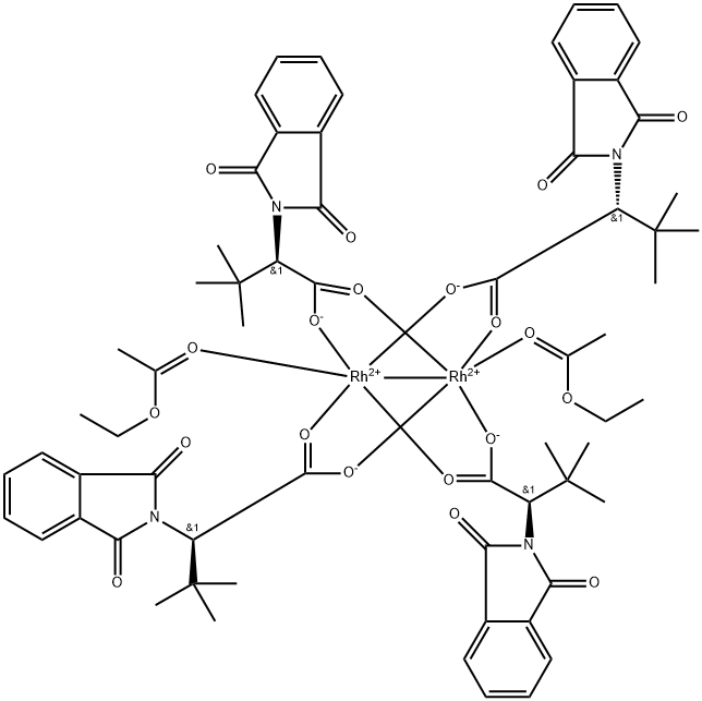 四[N-邻苯二甲酰-(R)-叔亮氨酸基]二铑双(乙酸乙酯)加合物 结构式