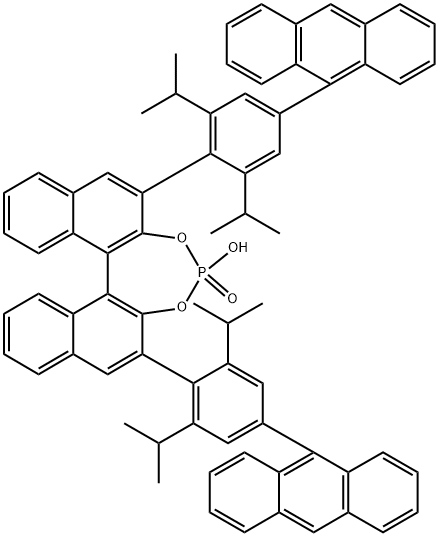 (S)-3,3'-双[4-(9-蒽基)-2,6-双异丙基苯基]联萘酚磷酸酯 结构式