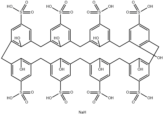 12,32,52,72,92,112,132,152-八羟基-1,3,5,7,9,11,13,15(1,3)-八苯环十六烷-15,35,55,75,95,115,135,155-八磺酸钠 结构式