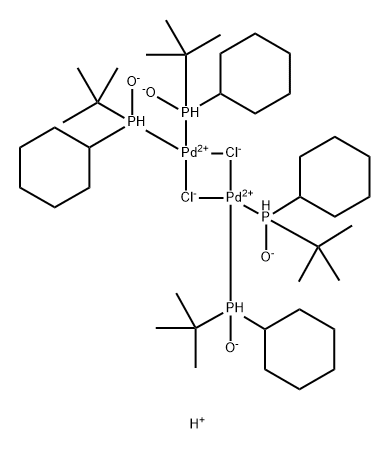 Palladate(2-), di-μ-chlorotetrakis[P-cyclohexyl-P-(1,1-dimethylethyl)phosphinito-P]di-, hydrogen (1:2) 结构式