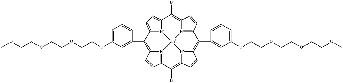 二溴双[3-[2-[2-(2-甲氧乙氧基)乙氧基]乙氧基]苯基]卟吩锌盐 结构式
