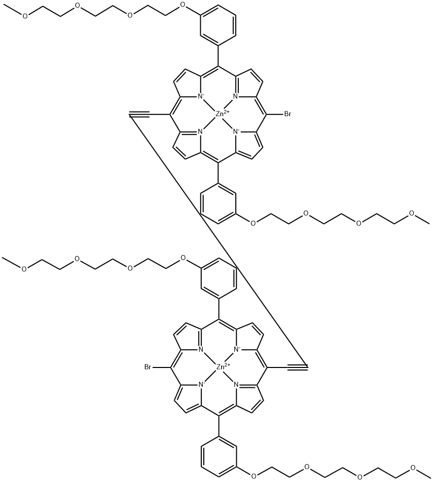 二溴双[3-[2-[2-(2-甲氧乙氧基)乙氧基]乙氧基]苯基]卟吩乙炔二聚体锌盐 结构式