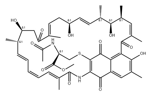 30-[[(R)-2-Acetylamino-3-methoxy-3-oxopropyl]thio]-30-dechloronaphthomycin A 结构式