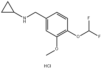 N-(4-(二氟甲氧基)-3-甲氧基苄基)环丙胺盐酸盐 结构式