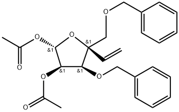 (2S,3R,4S,5R)-2-乙酰氧基-4-苄氧基-5-(苄氧基甲基)-5-乙烯基-四氢呋喃-3-基]乙酸酯 结构式