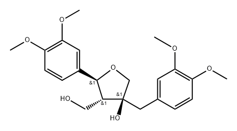 (2S)-2β-(3,4-Dimethoxyphenyl)-4β-[(3,4-dimethoxyphenyl)methyl]tetrahydro-3α-hydroxy-3-furanmethanol 结构式