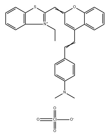 BENZOTHIAZOLIUM, 2-[[4-[2-[4-(DIMETHYLAMINO)PHENYL]ETHENYL]-2H-1-BENZOPYRAN-2-YLIDENE]METHYL]-3-ETHYL-, PERCHLORATE (1:1) 结构式