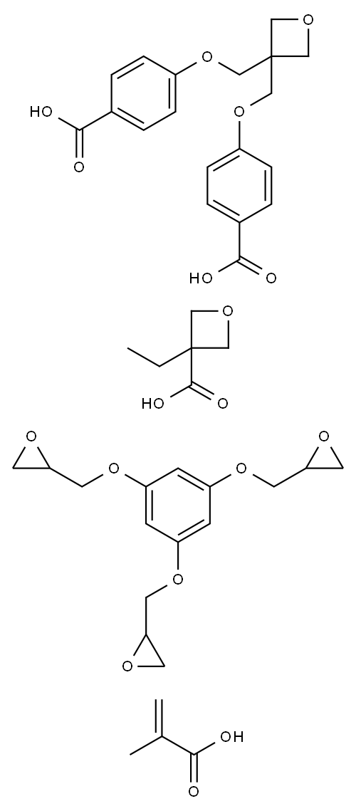 3-Oxetanecarboxylic acid, 3-ethyl-, polymer with 2,2′,2′′-[1,3,5-benzenetriyltris(oxymethylene)]tris[oxirane], 2-methyl-2-propenoic acid and 4,4′-[3-oxetanylidenebis(methyleneoxy)]bis[benzoic acid] 结构式